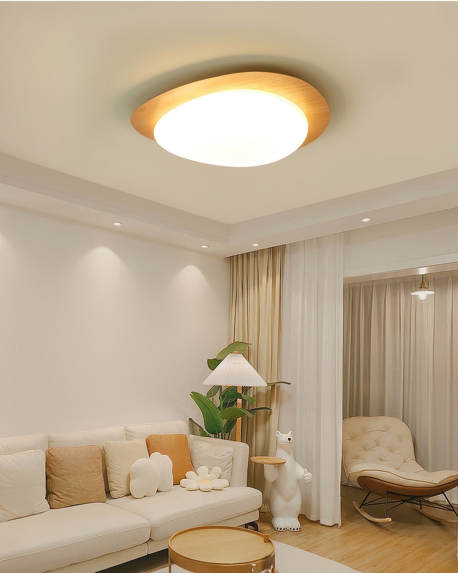 Nyra Pebble Wood Ceiling Light For Nordic Living Interiors