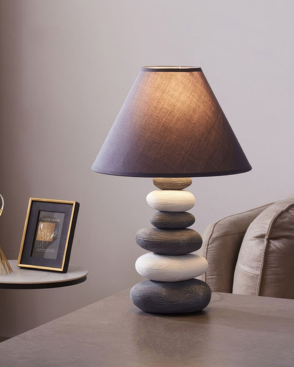 Liora Table Lamp With Soft Fabric Shade And Textured Ceramic Base