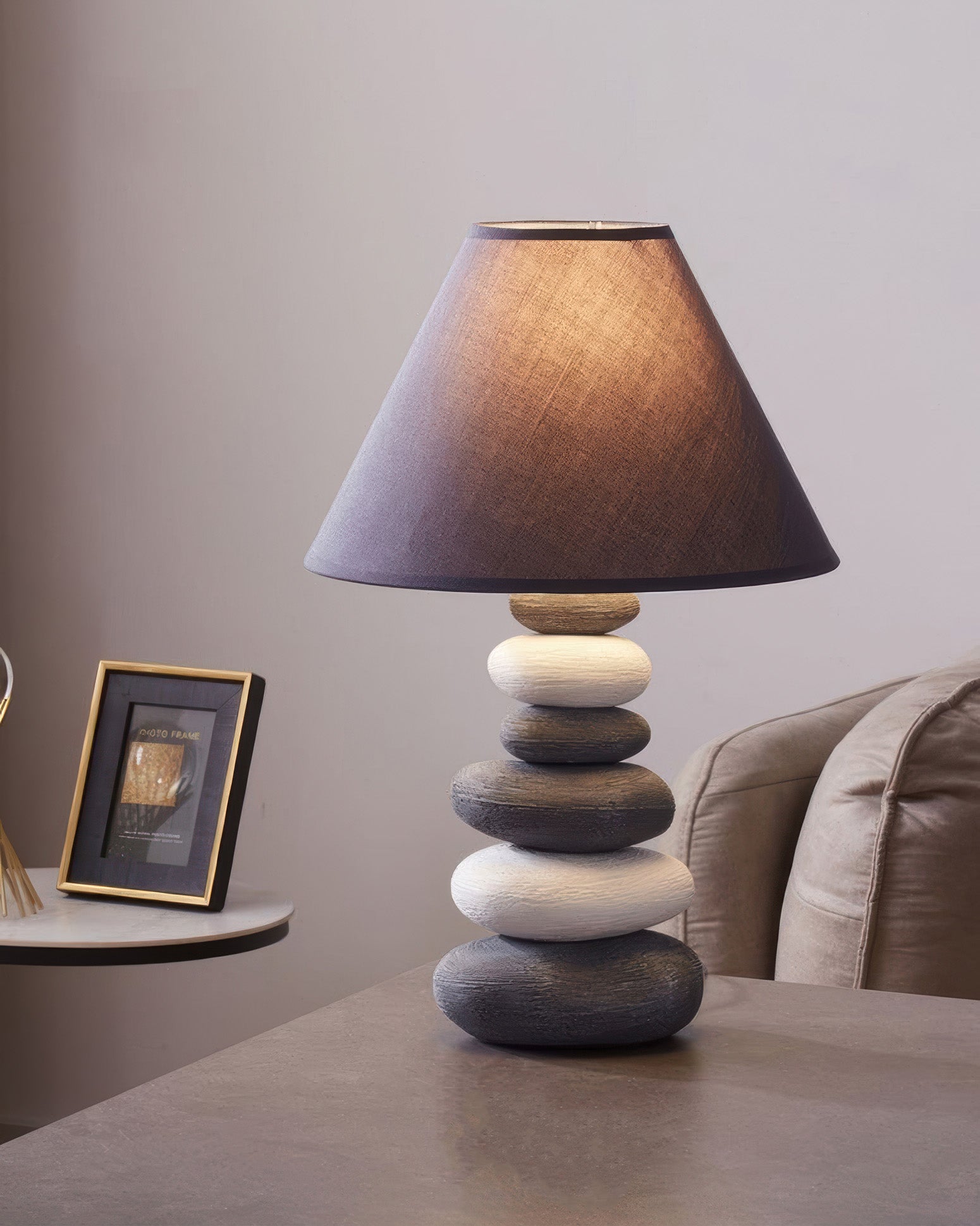 Liora Table Lamp With Soft Fabric Shade And Textured Ceramic Base