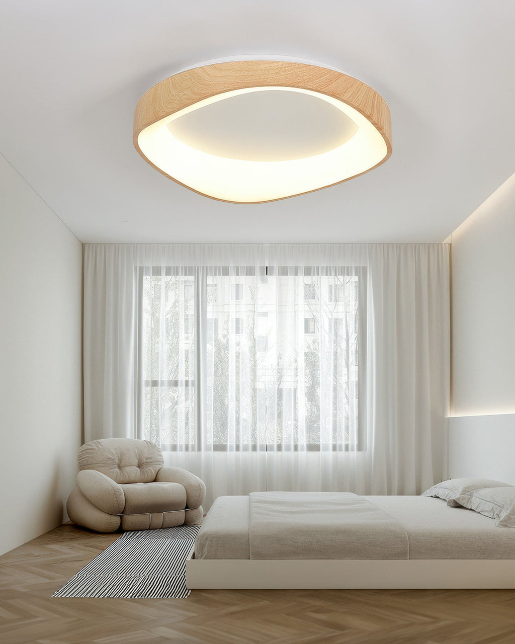 Solvren Nordic LED Ceiling Light With Wood Grain For Living Rooms And Bedrooms