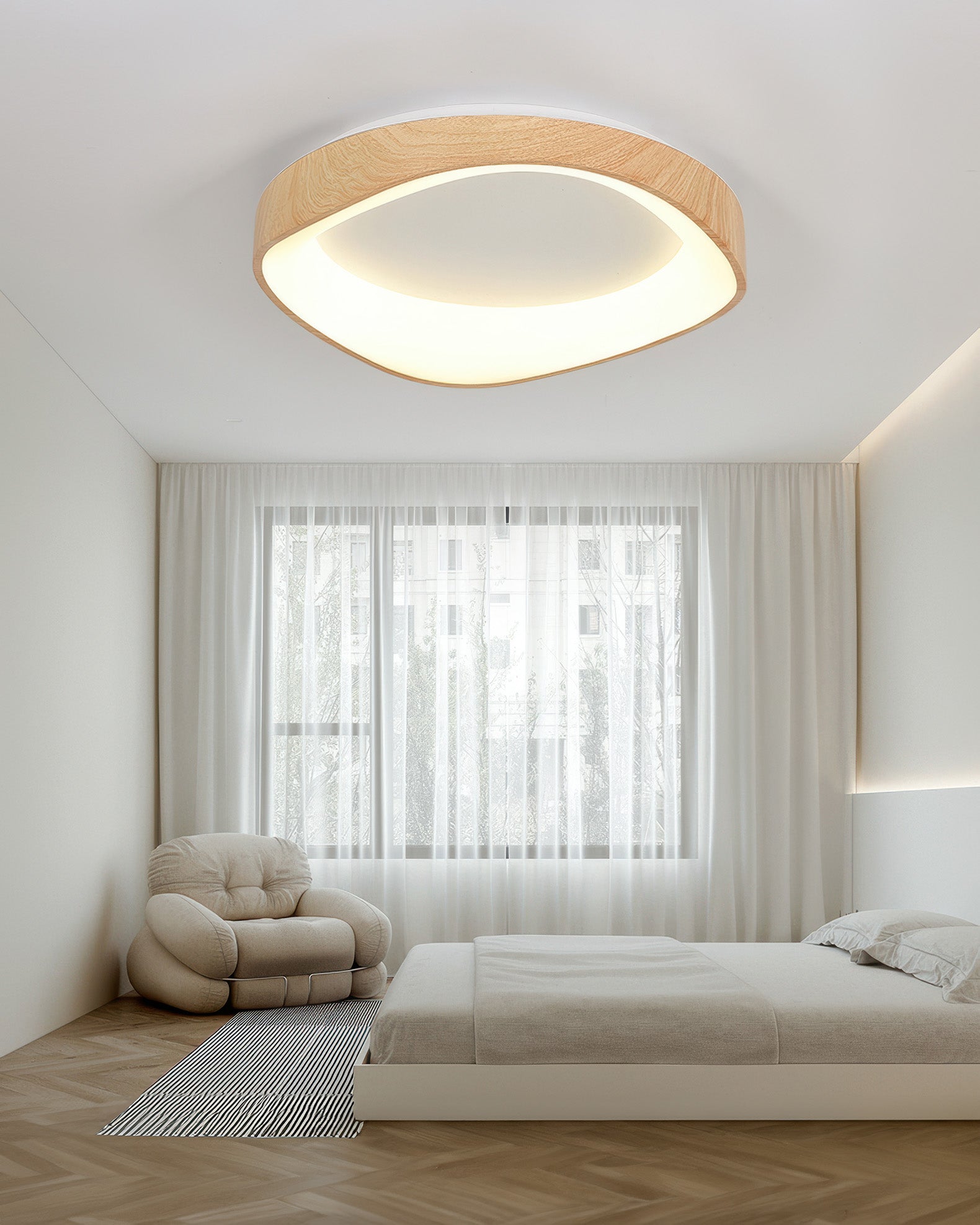 Solvren Nordic LED Ceiling Light With Wood Grain For Living Rooms And Bedrooms