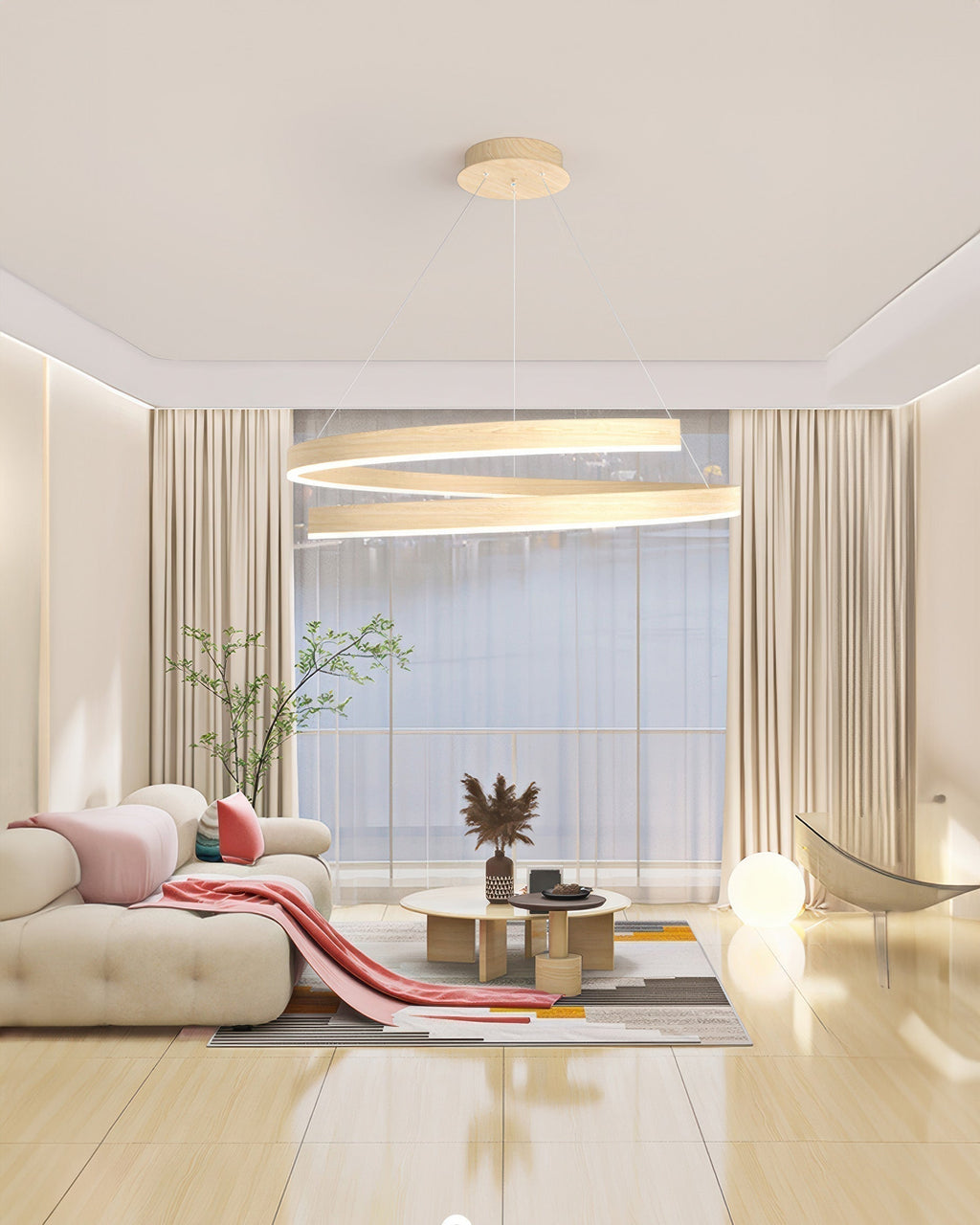 Tavero Aluminum Woodgrain Mahogany Style Chandelier With Adjustable Angles