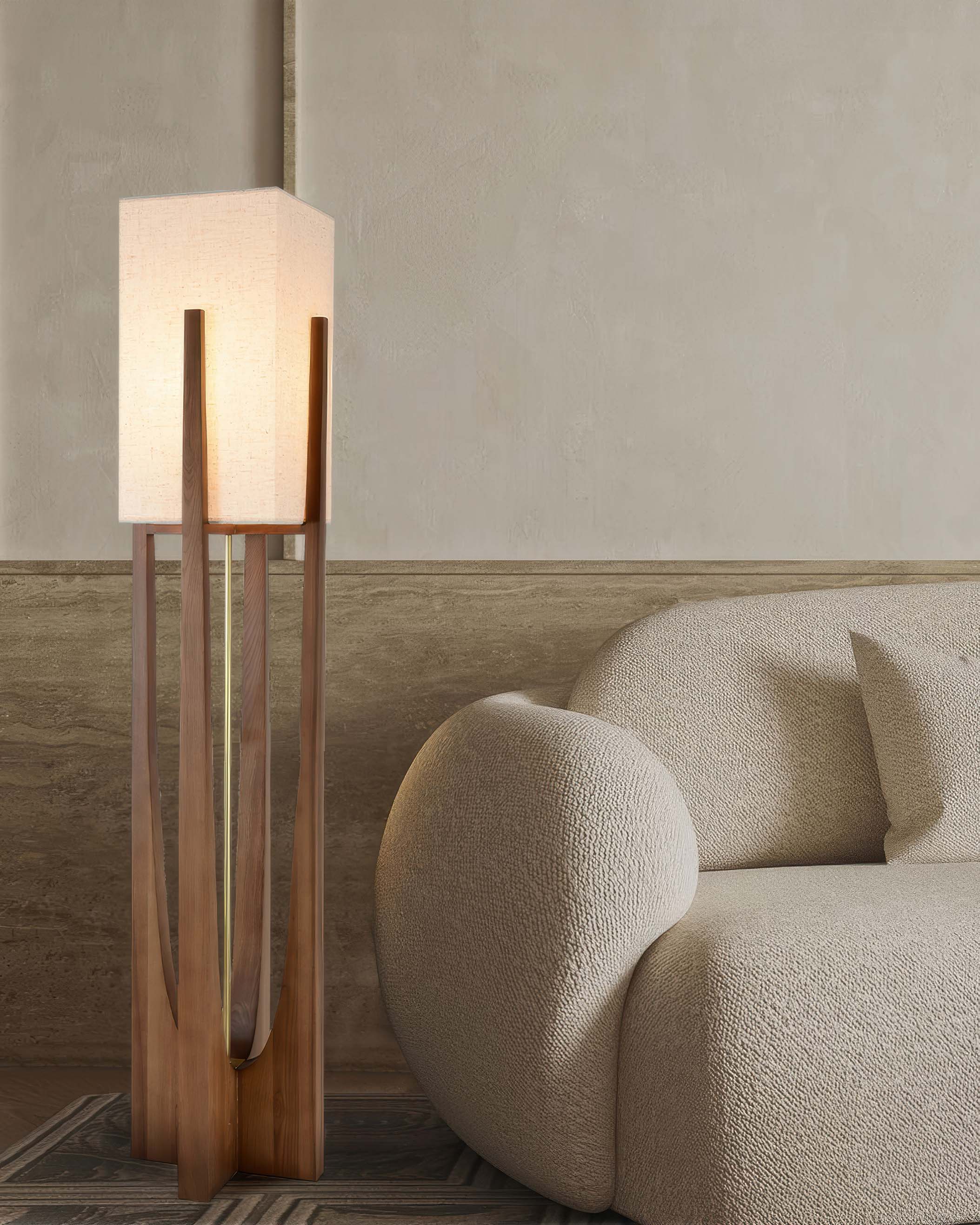 Kairo Seto Walnut Lamp Brings Brass Accents In Minimalist Japanese Style