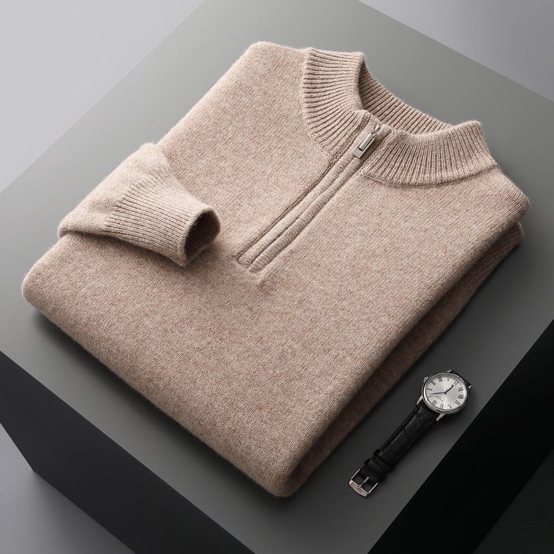 Payton Pullover mit 100 % australischer Wolle und halbem Reißverschluss – Weicher Strick