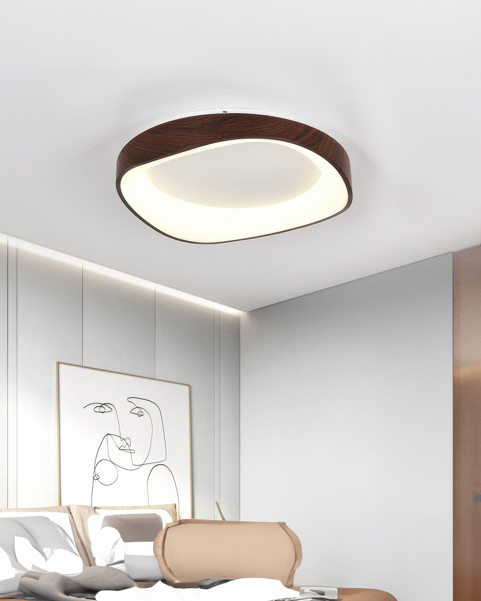 Solvren Nordic LED Ceiling Light With Wood Grain For Living Rooms And Bedrooms