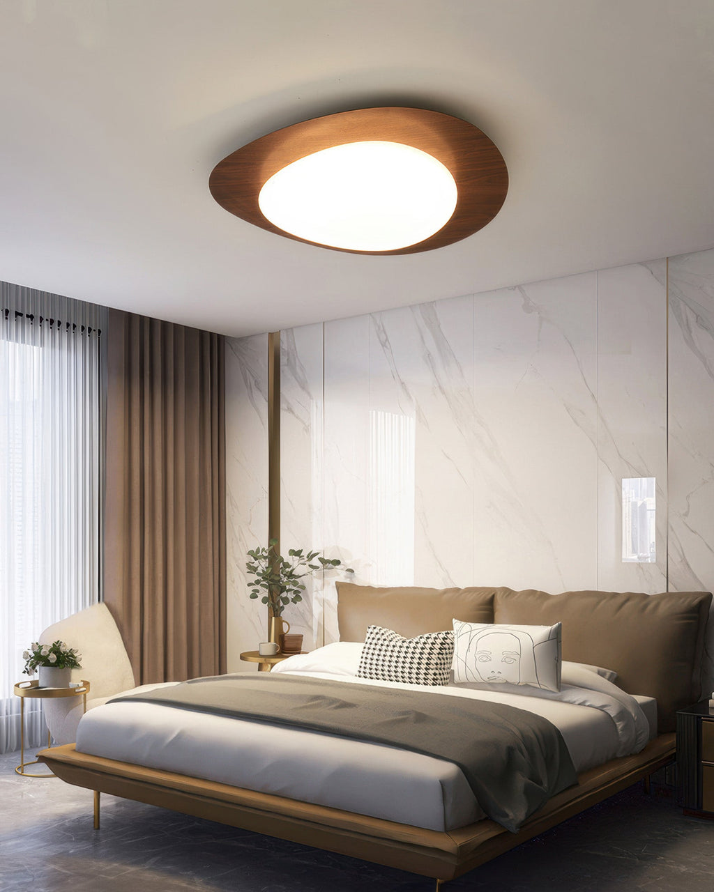 Nyra Pebble Wood Ceiling Light For Nordic Living Interiors