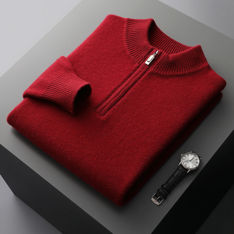 Payton Pullover mit 100 % australischer Wolle und halbem Reißverschluss – Weicher Strick