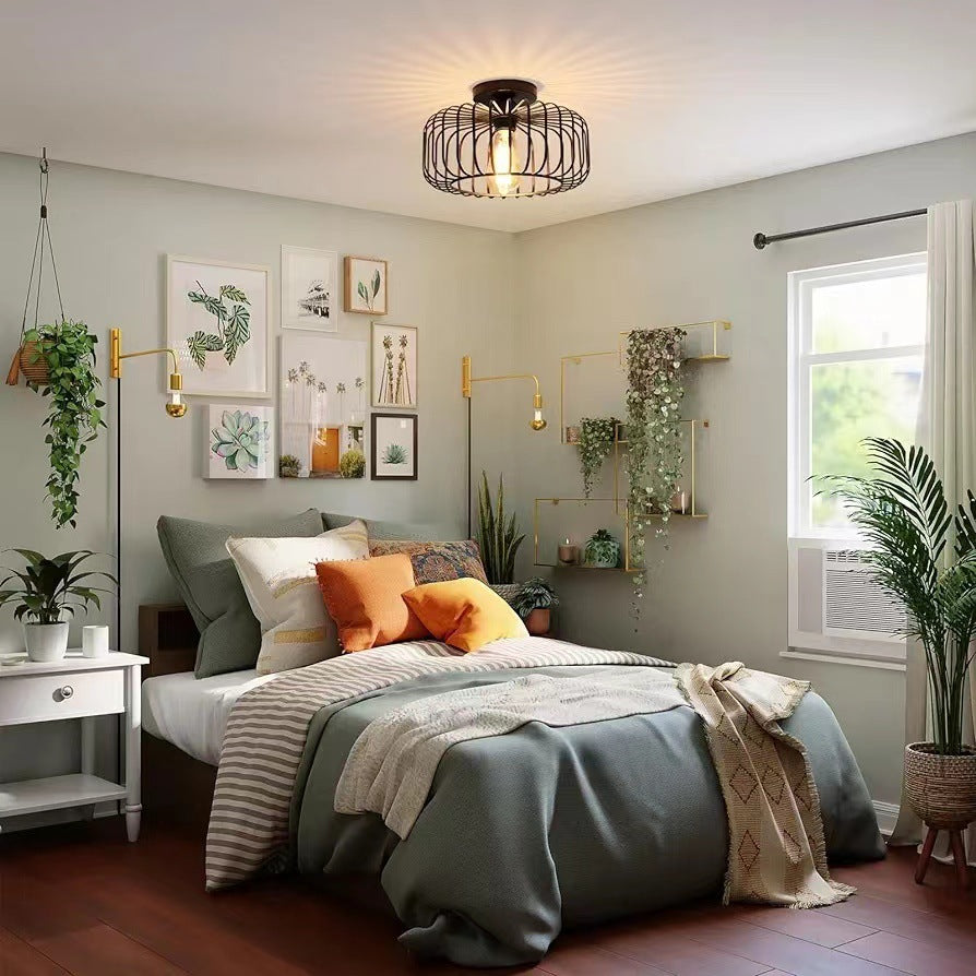 AstraForge Birdcage Matte Black Ceiling Light For Modern Interiors