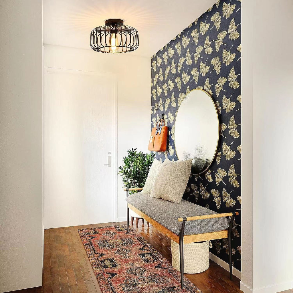 AstraForge Birdcage Matte Black Ceiling Light For Modern Interiors