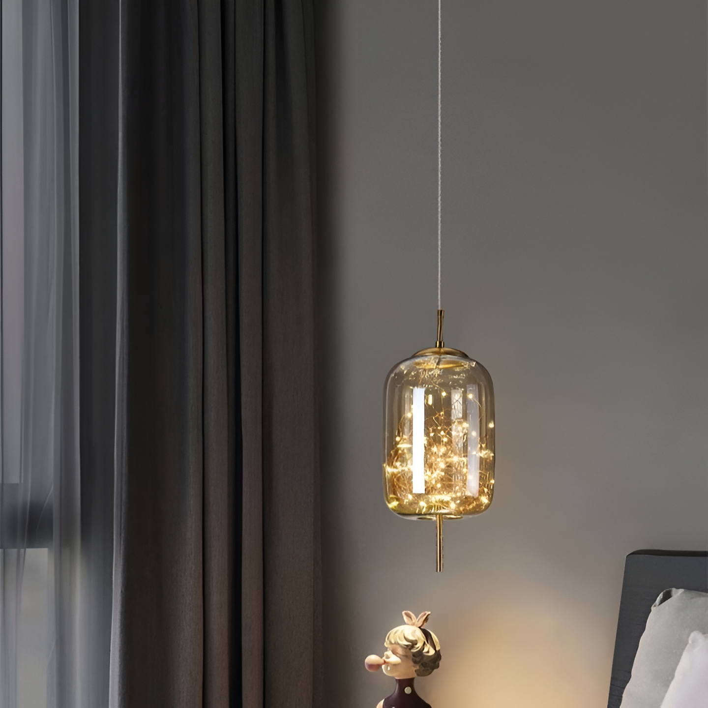 FjordAura Nordic Pendant Light With Glass Globe And Gold Frame For Dining Rooms
