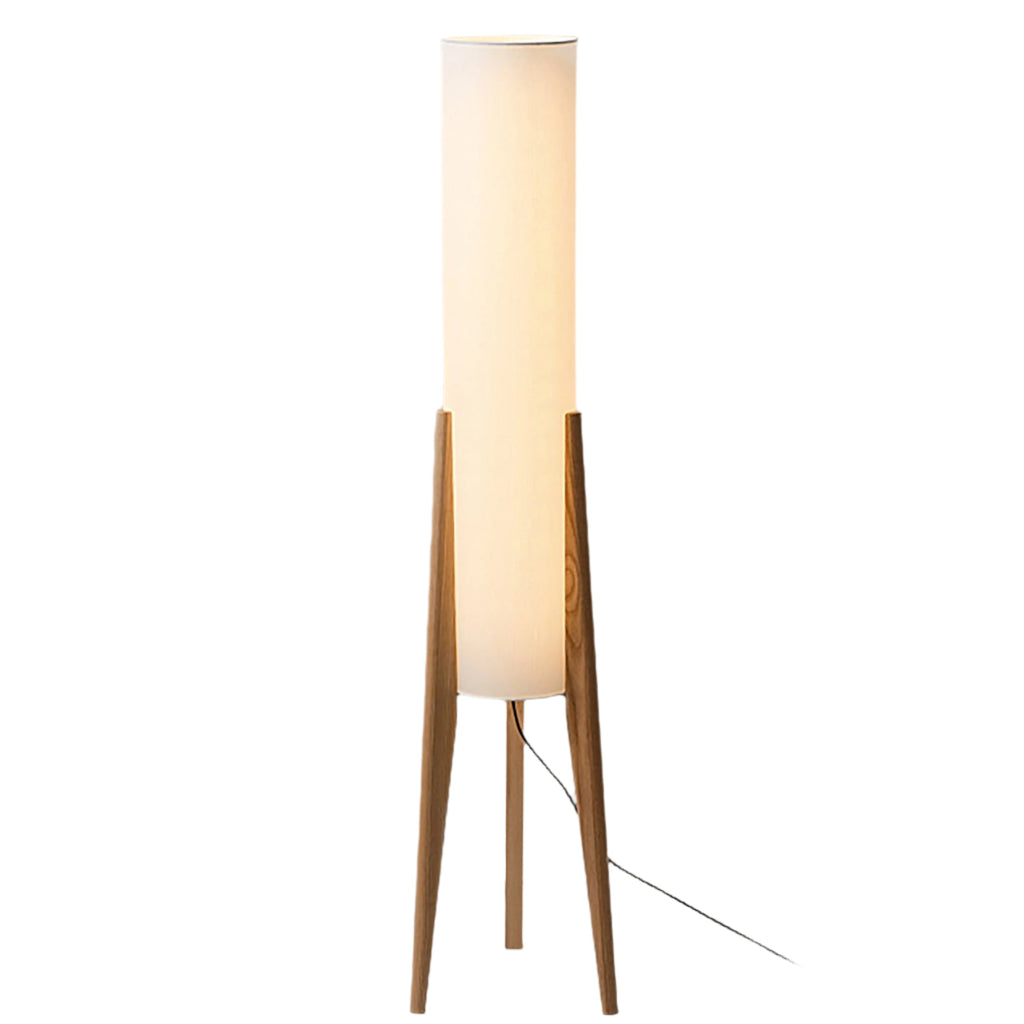 Liora Stehlampe aus Walnussholz — sanfter Lampenschirm, nordisches Retrodesign