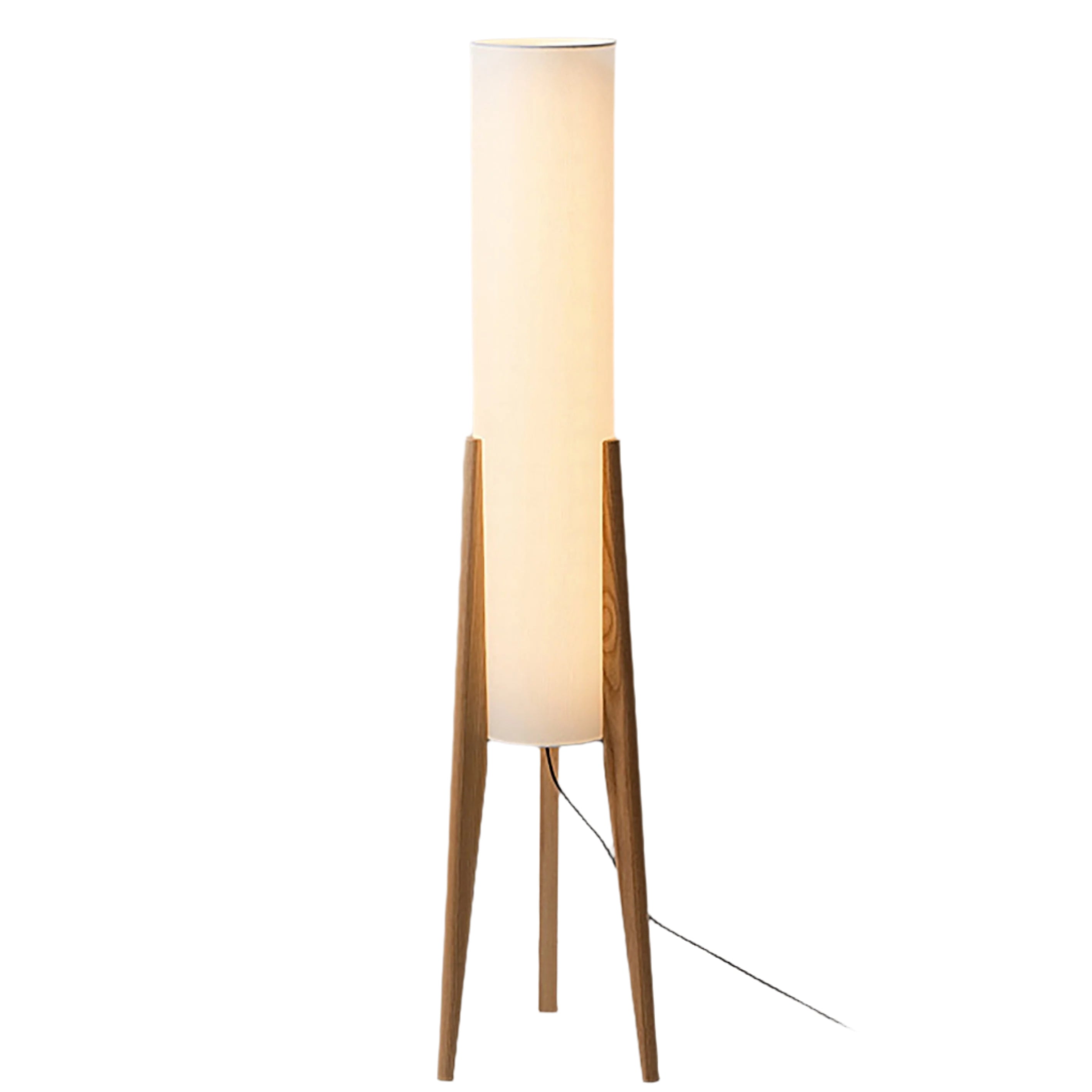 Liora Stehlampe aus Walnussholz — sanfter Lampenschirm, nordisches Retrodesign