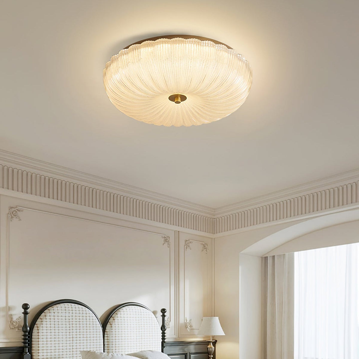 Nyra Ripple Glass Ceiling Light — Ø 20 x H 12 cm, Soft Modern Glow
