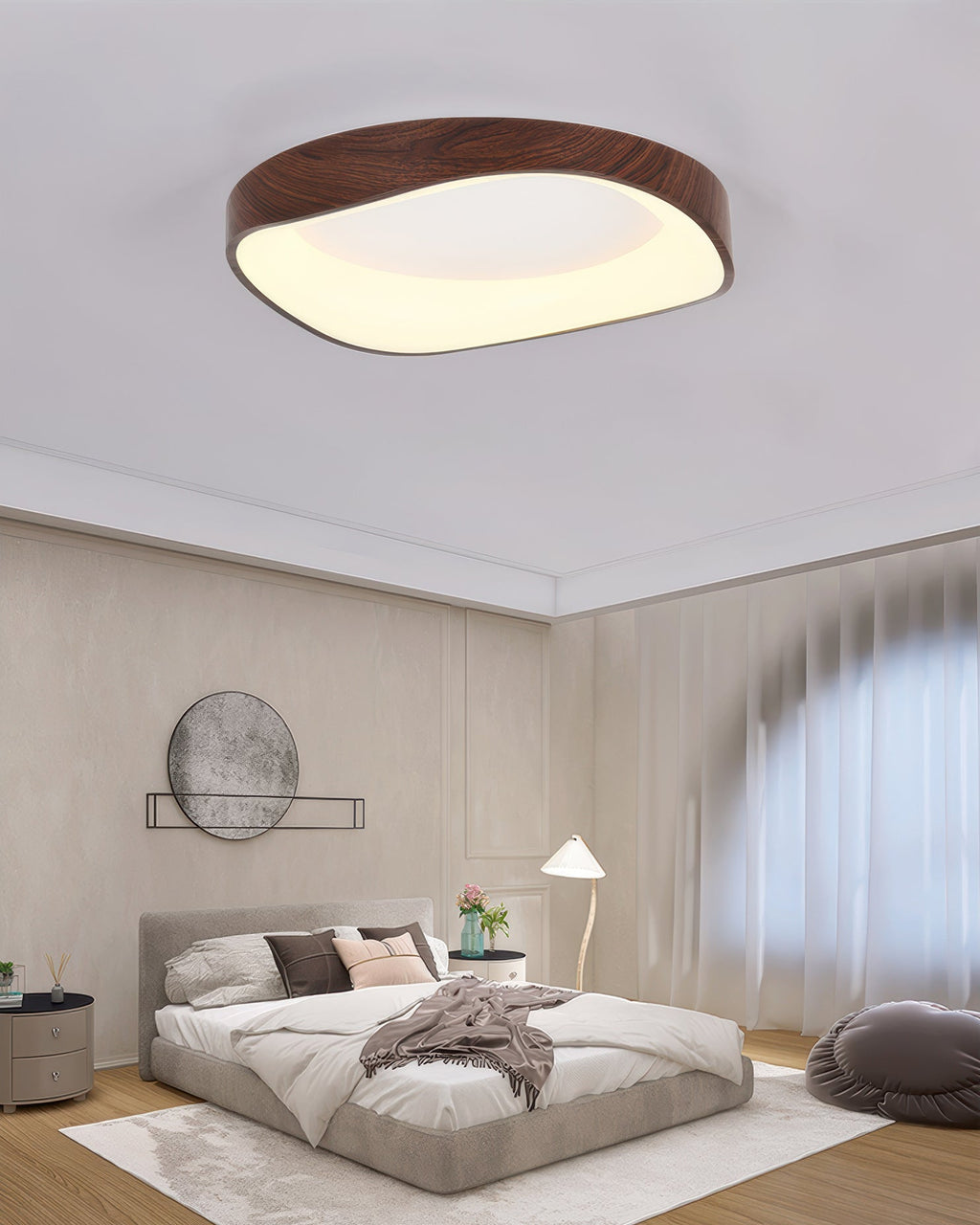 Solvren Nordic LED Ceiling Light With Wood Grain For Living Rooms And Bedrooms