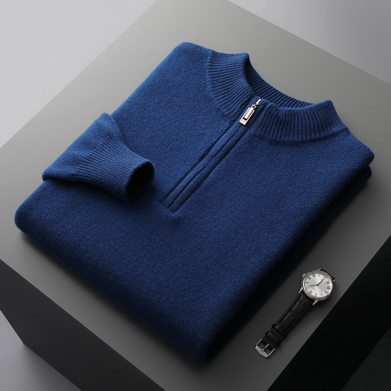Payton Pullover mit 100 % australischer Wolle und halbem Reißverschluss – Weicher Strick