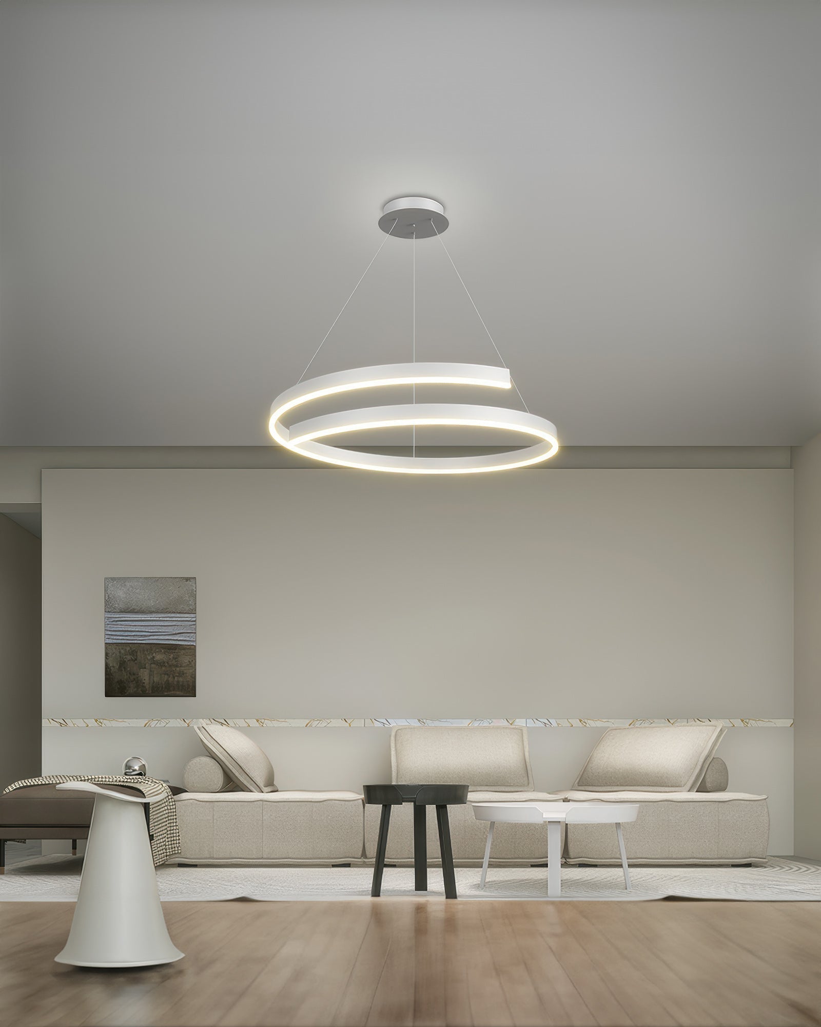Tavero Aluminum Woodgrain Mahogany Style Chandelier With Adjustable Angles