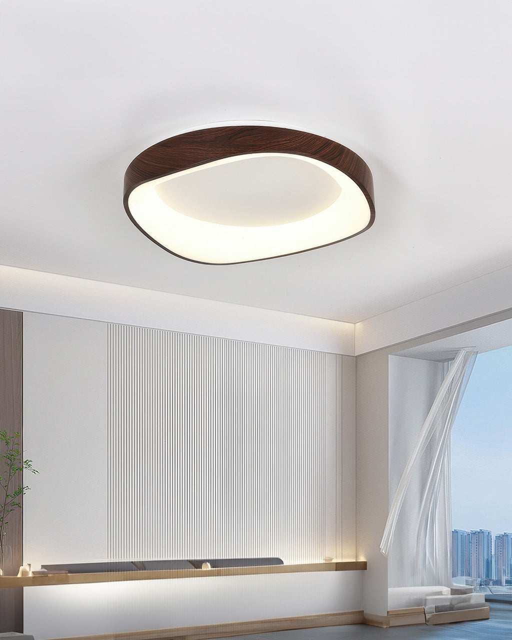 Solvren Nordic LED Ceiling Light With Wood Grain For Living Rooms And Bedrooms