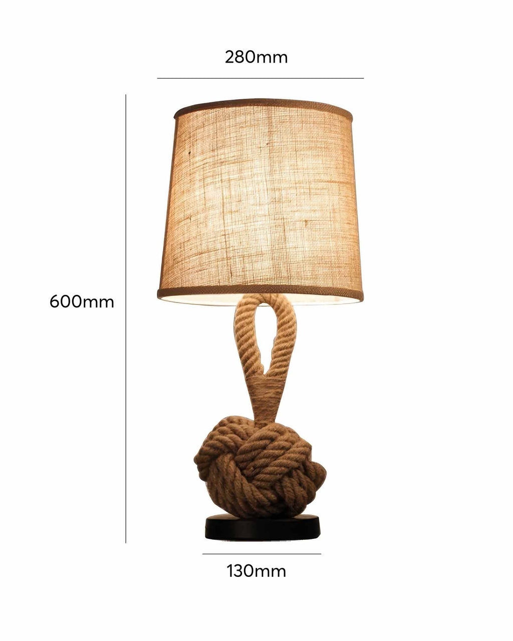 Lumenara Rustic Hemp Rope Light With Linen Shade And E27 Socket