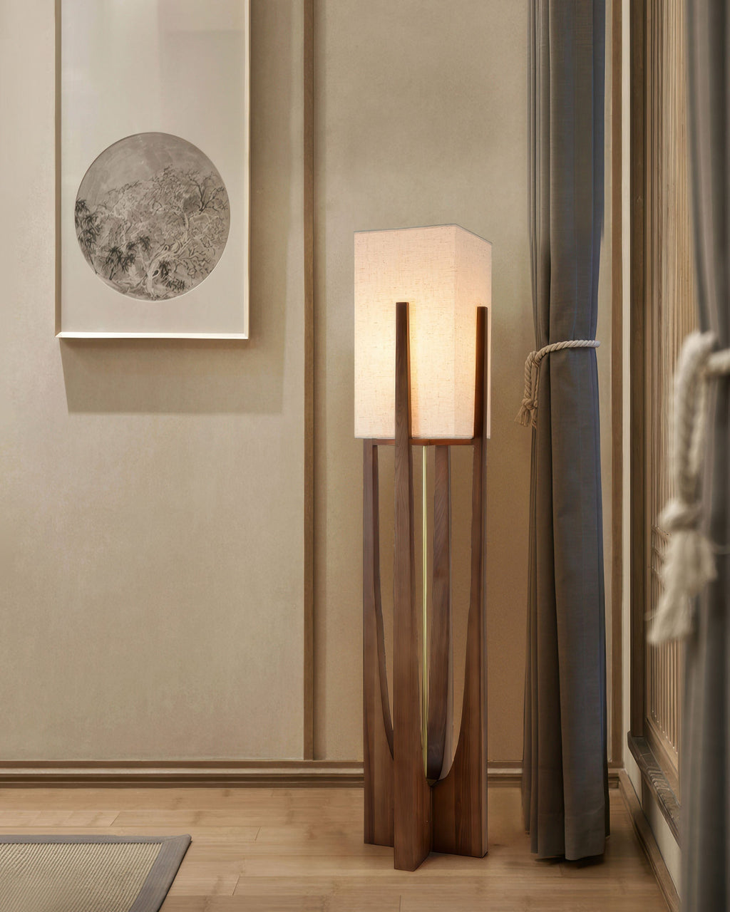 Kairo Seto Walnut Lamp Brings Brass Accents In Minimalist Japanese Style