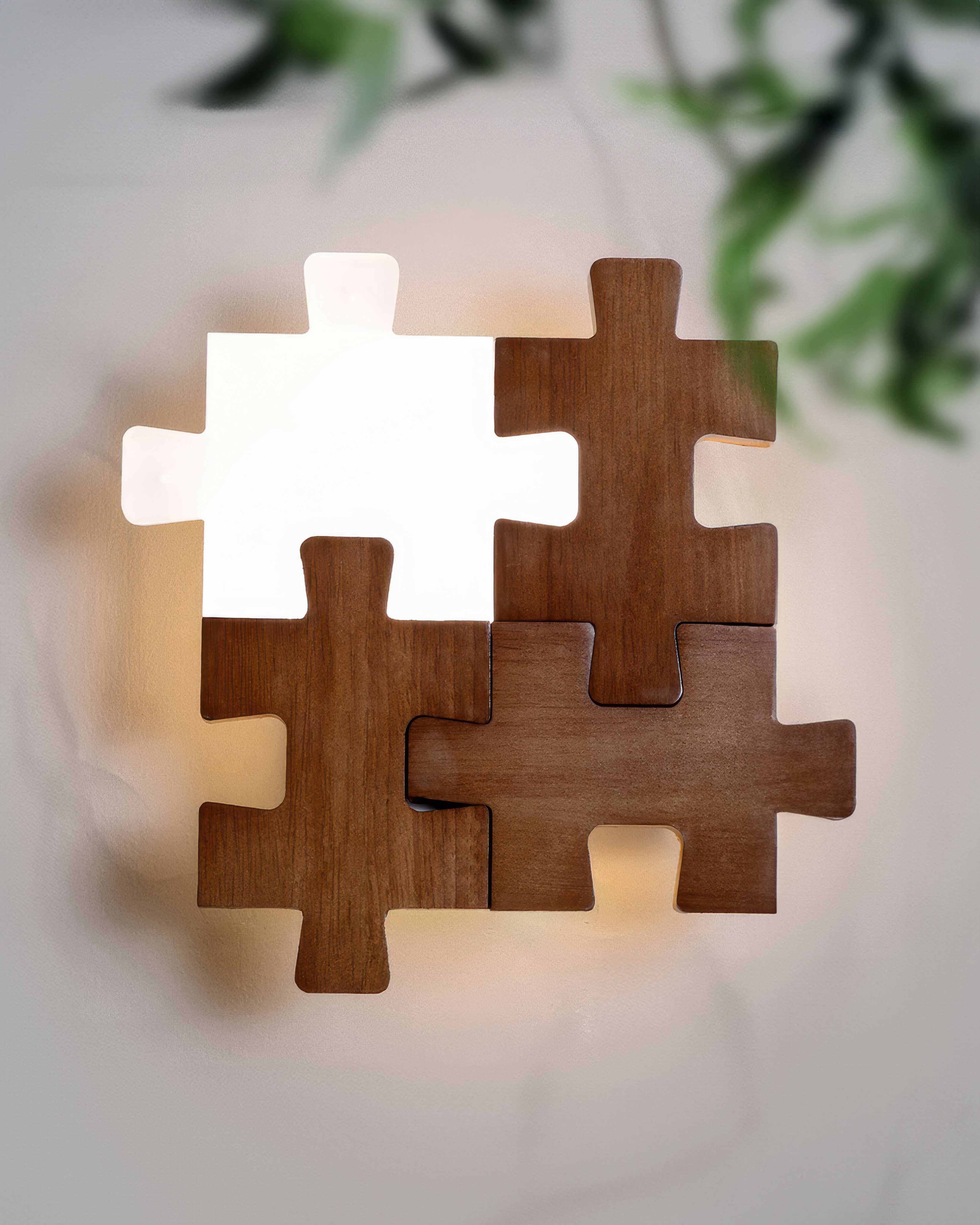 SylvaOak LED Wood Puzzle Sconce Nordic Minimalist Wall Decor
