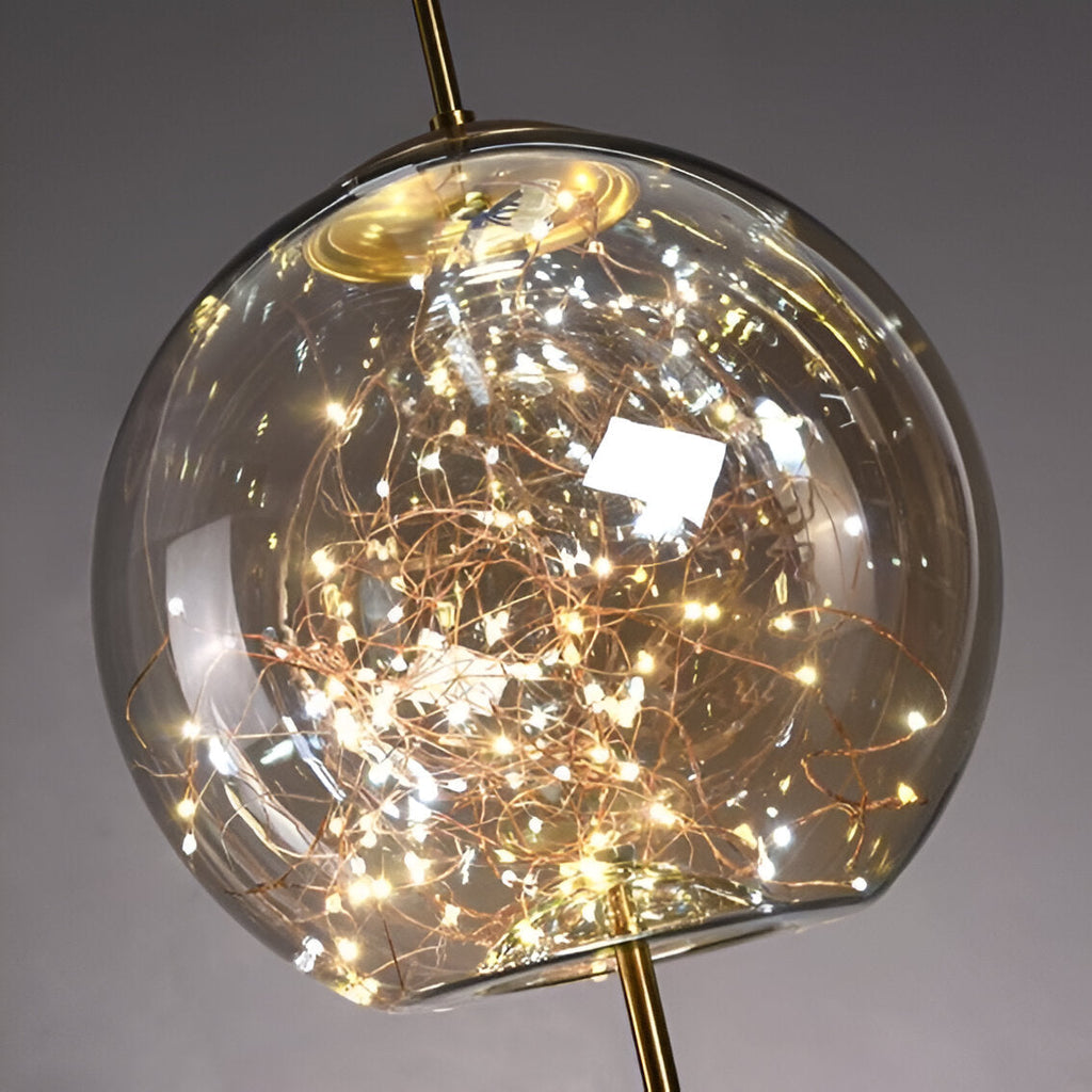 FjordAura Nordic Pendant Light With Glass Globe And Gold Frame For Dining Rooms