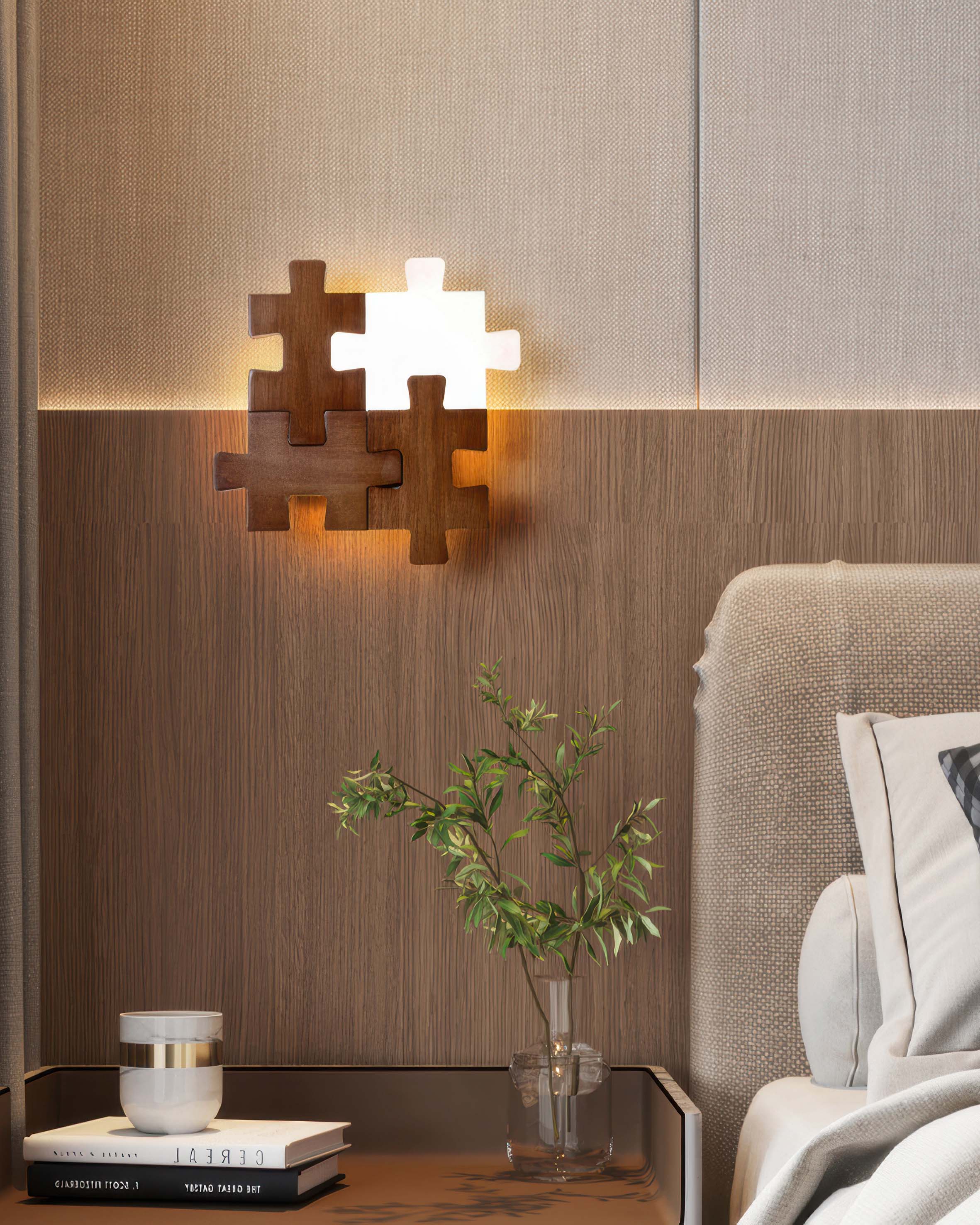 SylvaOak LED Wood Puzzle Sconce Nordic Minimalist Wall Decor