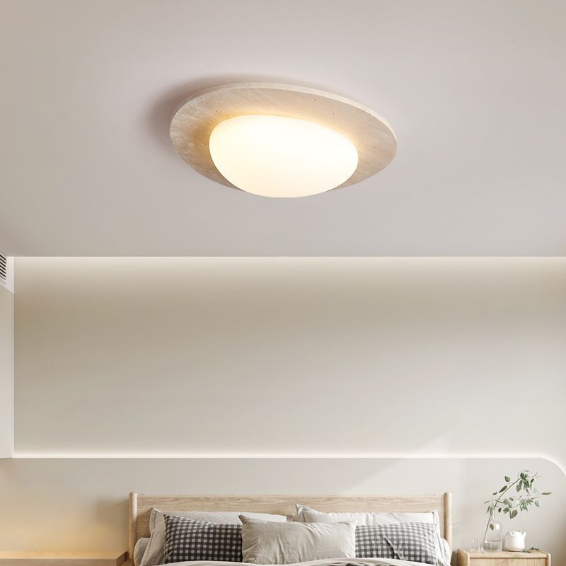 Sylvara Nordic Led Ceiling Light With Cream Travertine Finish