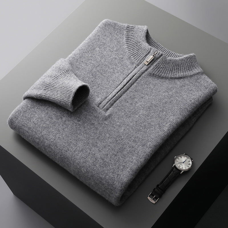 Payton Pullover mit 100 % australischer Wolle und halbem Reißverschluss – Weicher Strick