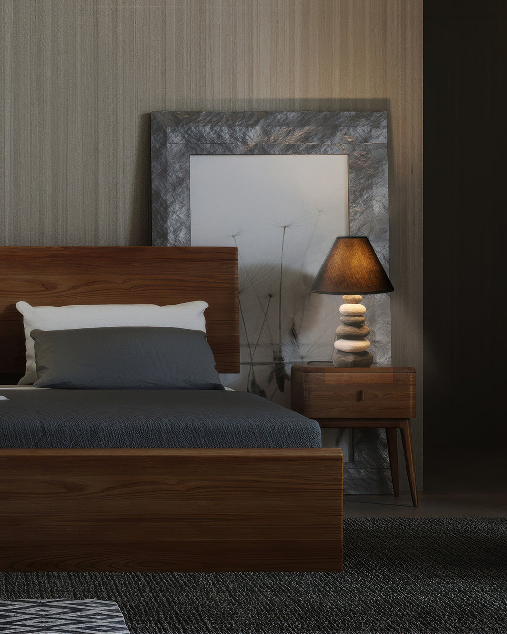 Liora Table Lamp With Soft Fabric Shade And Textured Ceramic Base