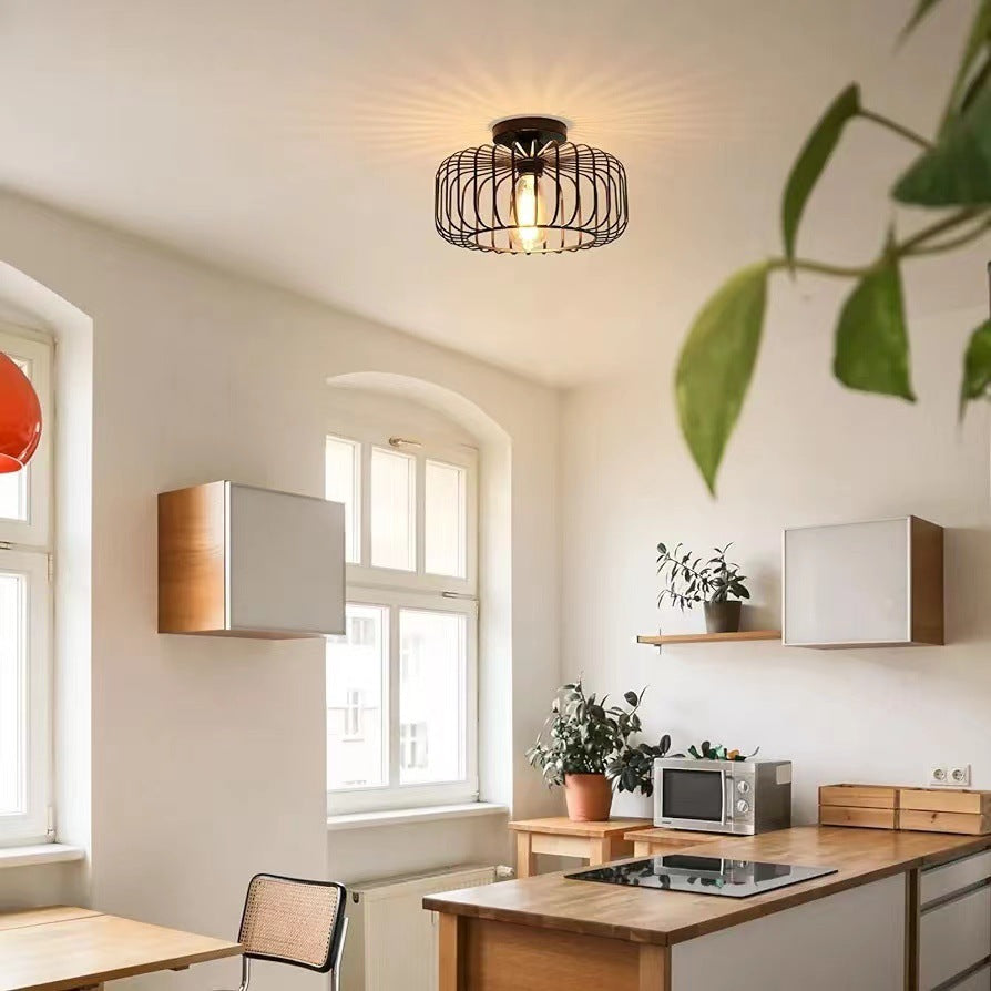 AstraForge Birdcage Matte Black Ceiling Light For Modern Interiors