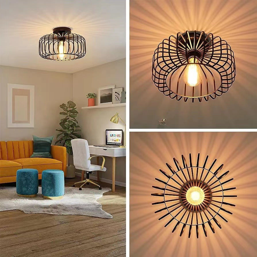 AstraForge Birdcage Matte Black Ceiling Light For Modern Interiors