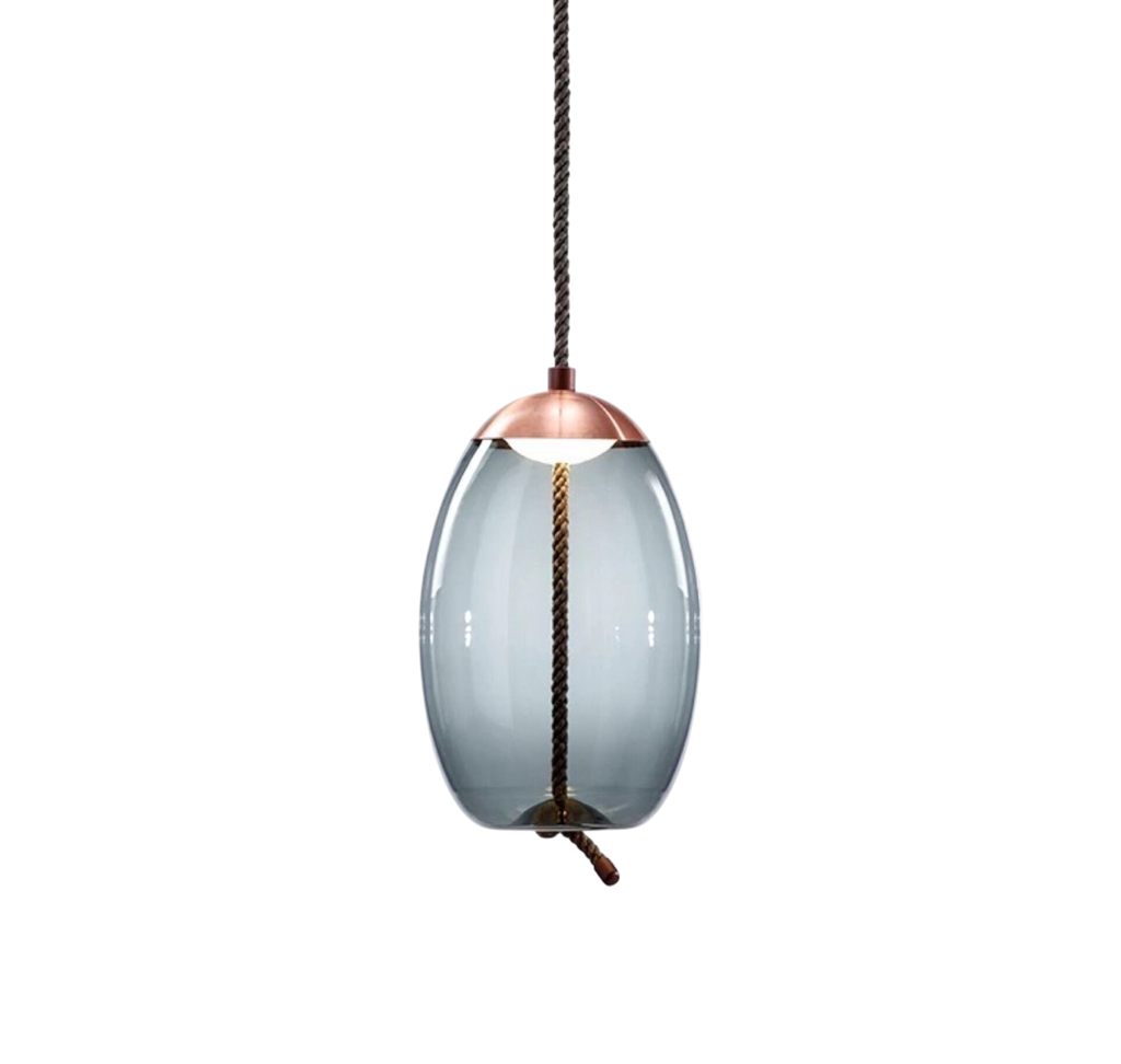Eloria Pendelleuchte mit Seilakzent in Roségold-Finish für moderne Räume