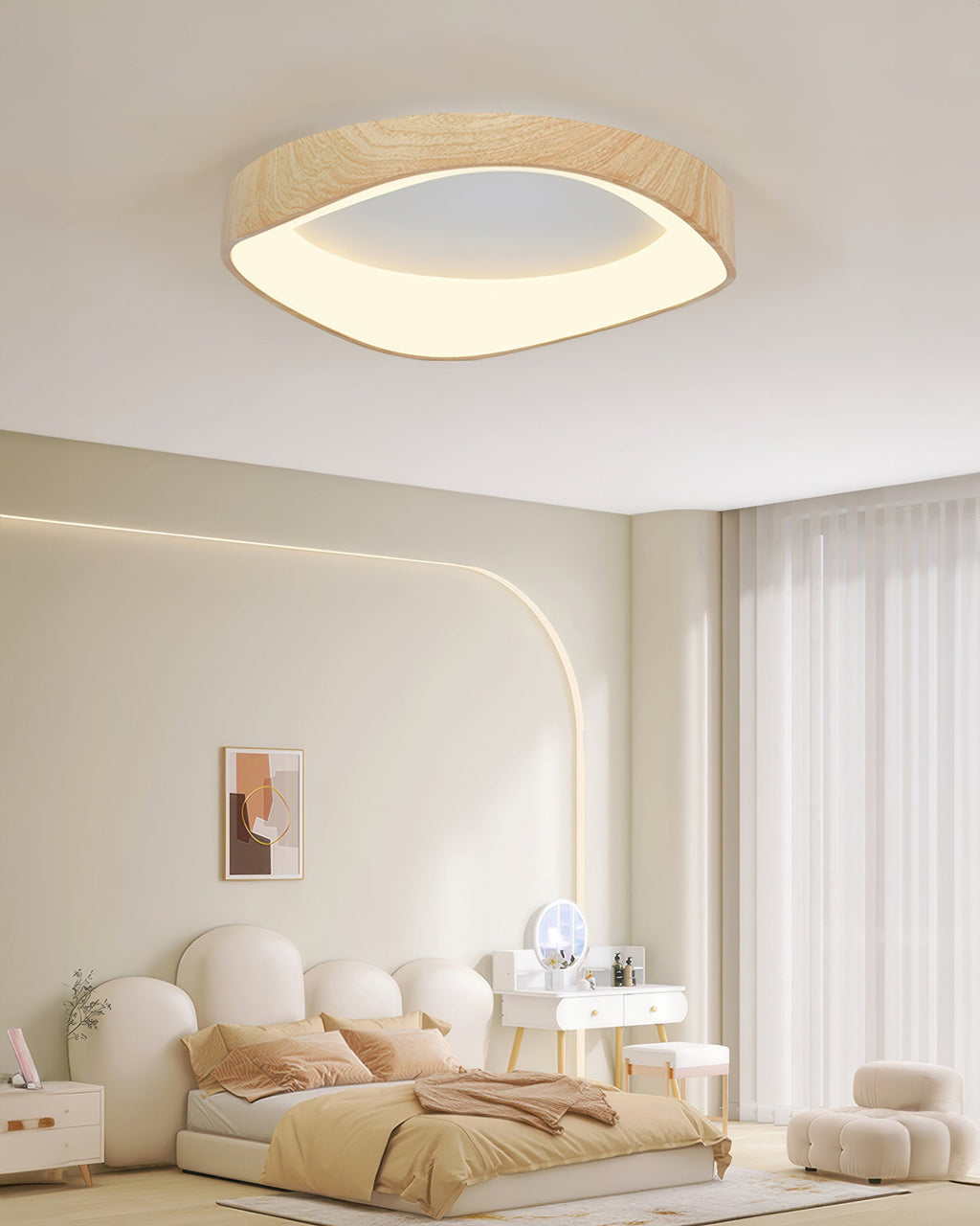 Solvren Nordic LED Ceiling Light With Wood Grain For Living Rooms And Bedrooms