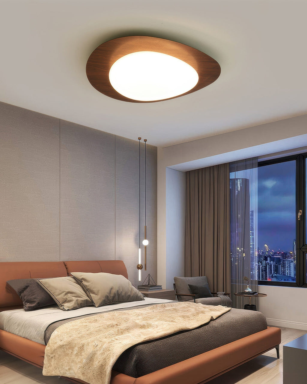 Nyra Pebble Wood Ceiling Light For Nordic Living Interiors