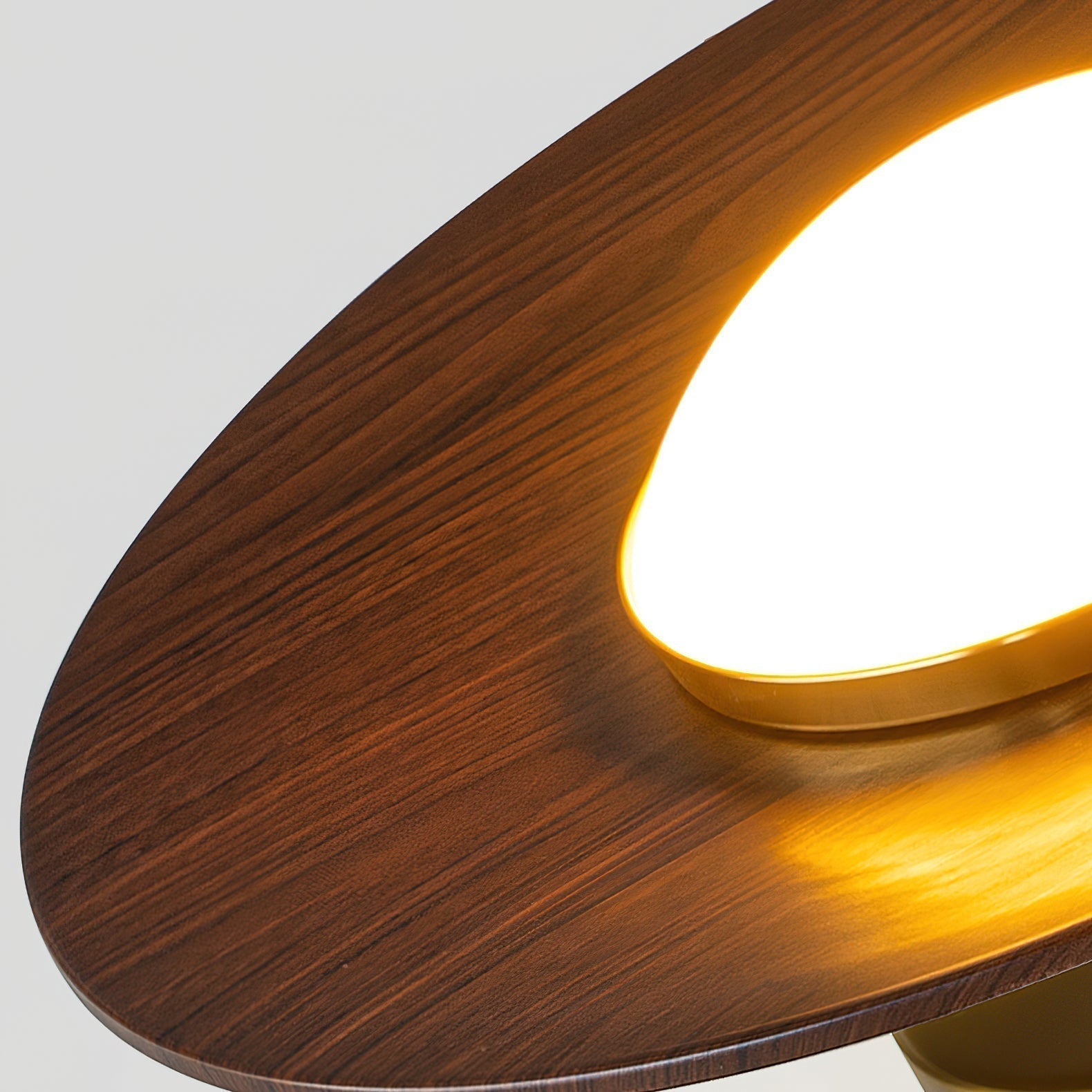 Round LED Ceiling Light — Wood-Look Finish, Gold Frame, 24cm