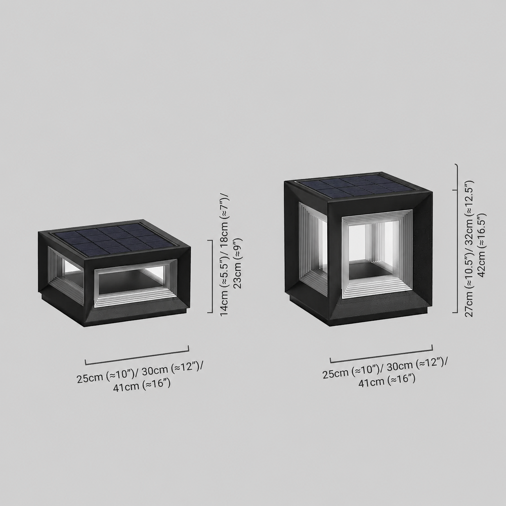 Lámparas de pilar LED modernas para exterior - Diseño de cubo de metal negro - Flindria
