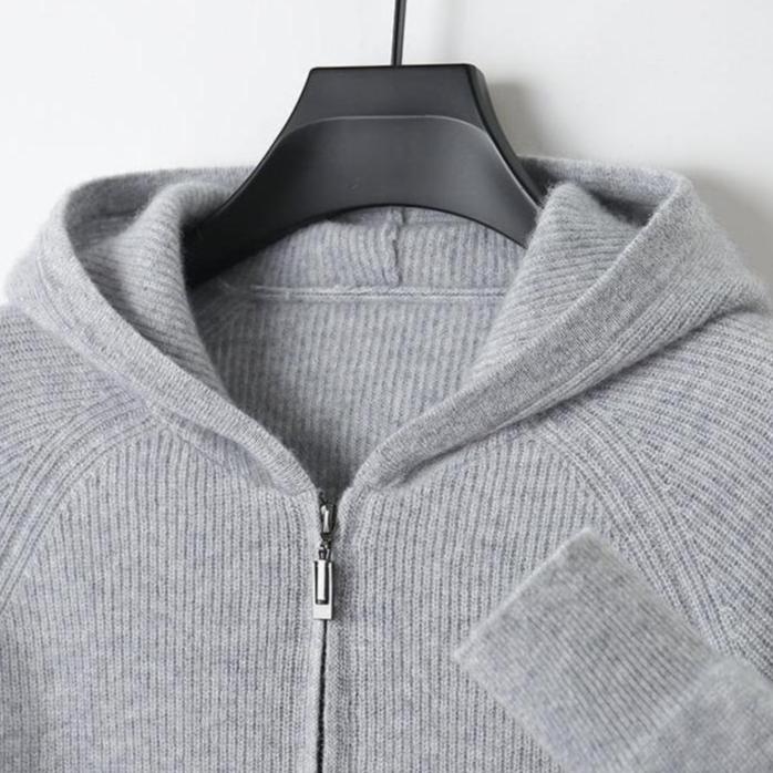 Sudadera con capucha de lana merino y cachemira Royal con cremallera completa - Capa suave y cálida