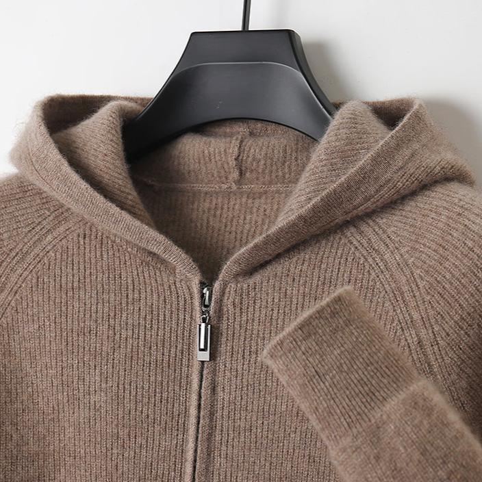 Sudadera con capucha de lana merino y cachemira Royal con cremallera completa - Capa suave y cálida