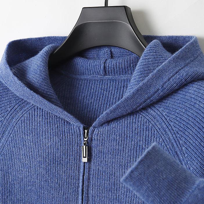 Sudadera con capucha de lana merino y cachemira Royal con cremallera completa - Capa suave y cálida
