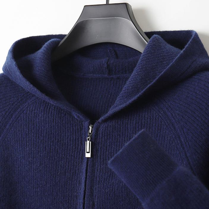 Sudadera con capucha de lana merino y cachemira Royal con cremallera completa - Capa suave y cálida