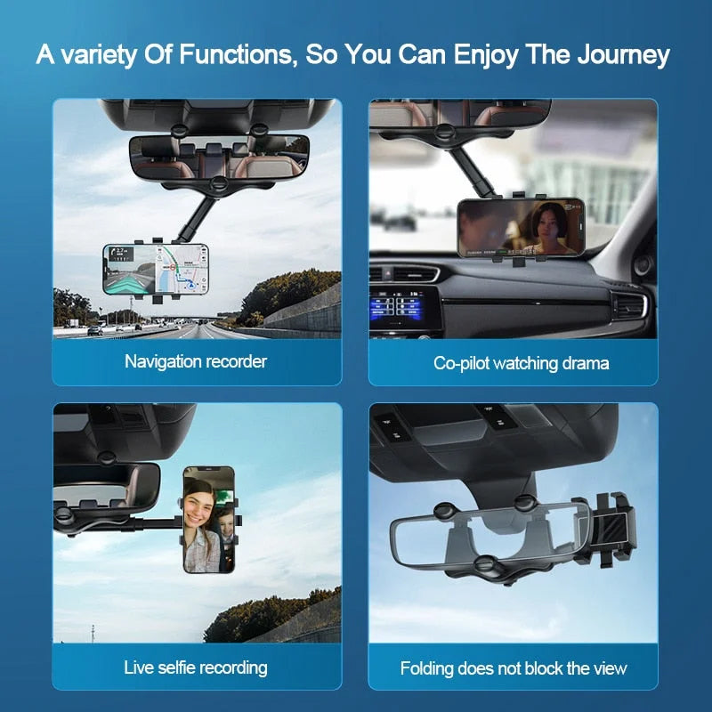 360° Rotating Multifunctional Car Mirror Phone Holder | Filindra