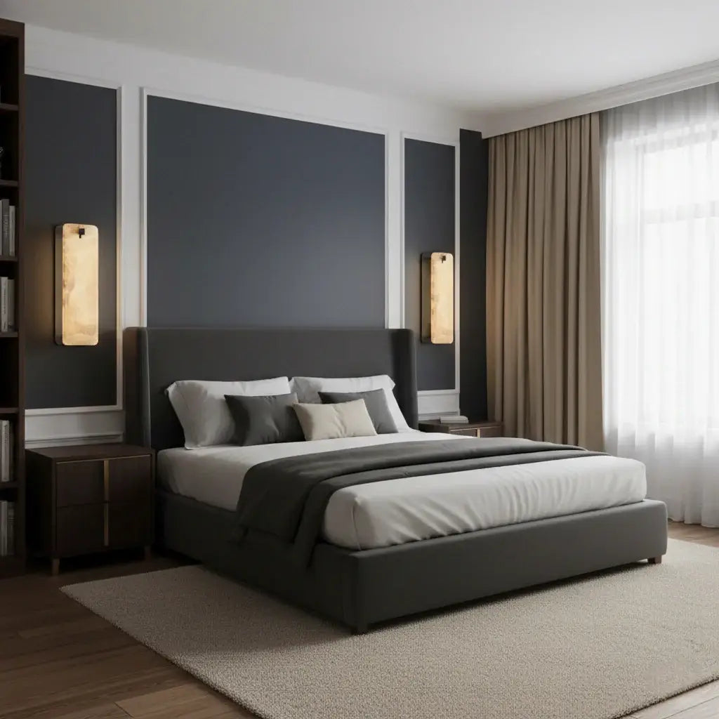 Aplique de pared de alabastro de lujo para sala de estar / comedor - Flindria