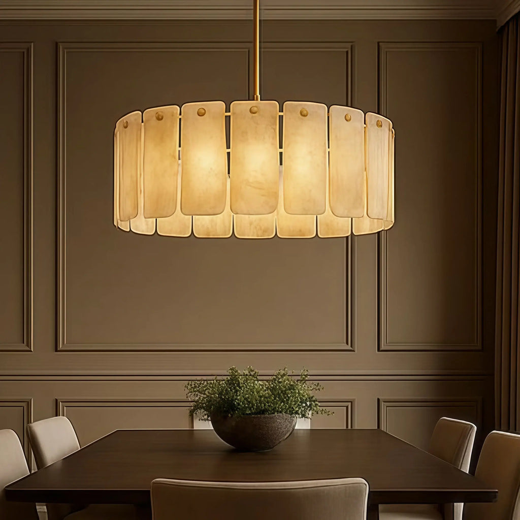 Luxury Alabaster Round Chandelier 36D"- For Living room/Dining room - Flindria