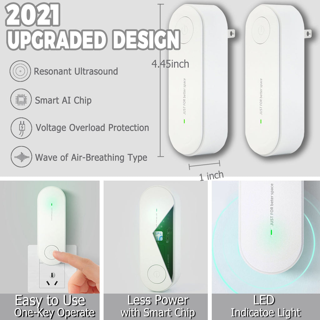 Lot de 2 répulsifs à moustiques à ultrasons — Dispositifs électroniques anti-insectes à brancher