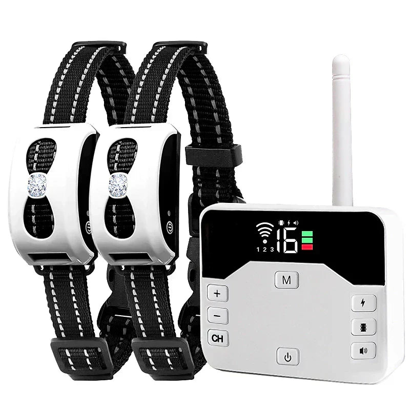 Sistema sem fios de vedação para cães e coleira de treino exterior de modo duplo