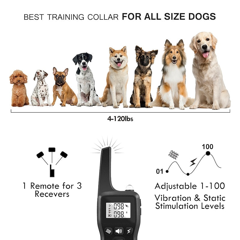 Afstandstrainingshalsband voor honden met zaklamp — 3 trainingsmodi