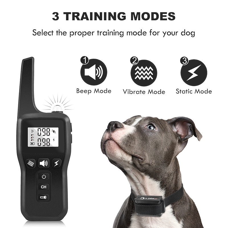 Afstandstrainingshalsband voor honden met zaklamp — 3 trainingsmodi