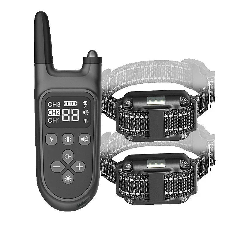 קולר פרימיום לאילוף כלבים מרחוק ולמניעת נביחות, עם שוק חשמלי