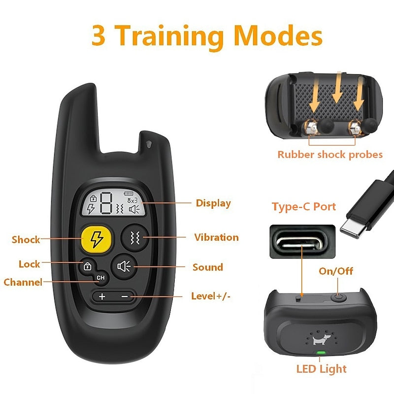 Aufladbares Pawfey-Hundetrainingshalsband – 500 m wasserdicht