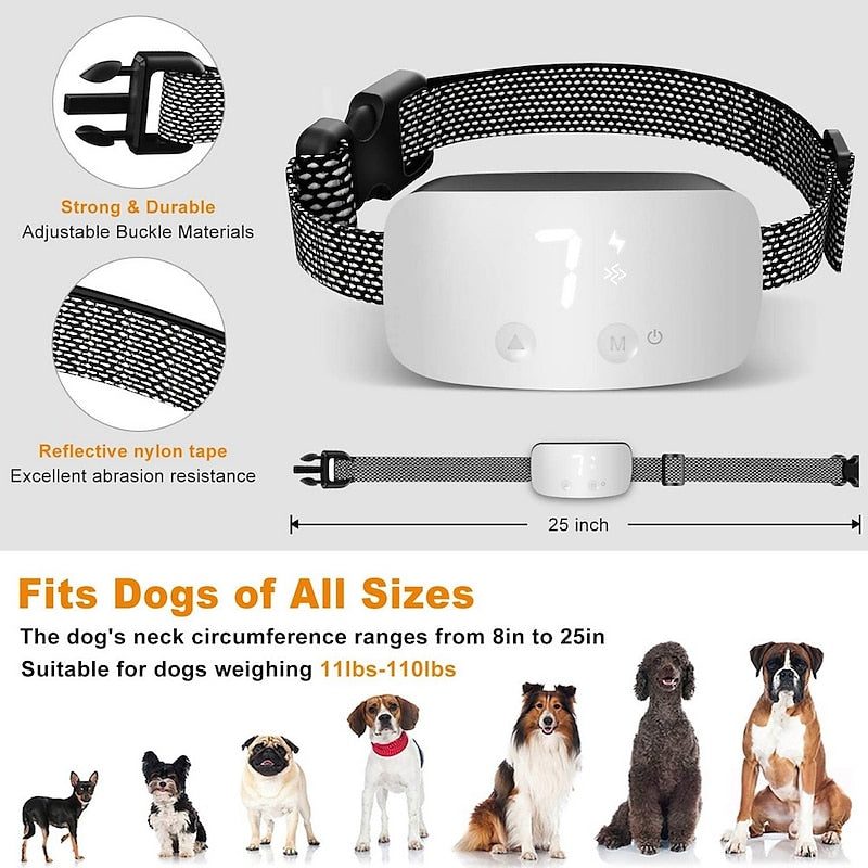 NovaPup Rechargeable Waterproof Bark Collar — Touchscreen Interface